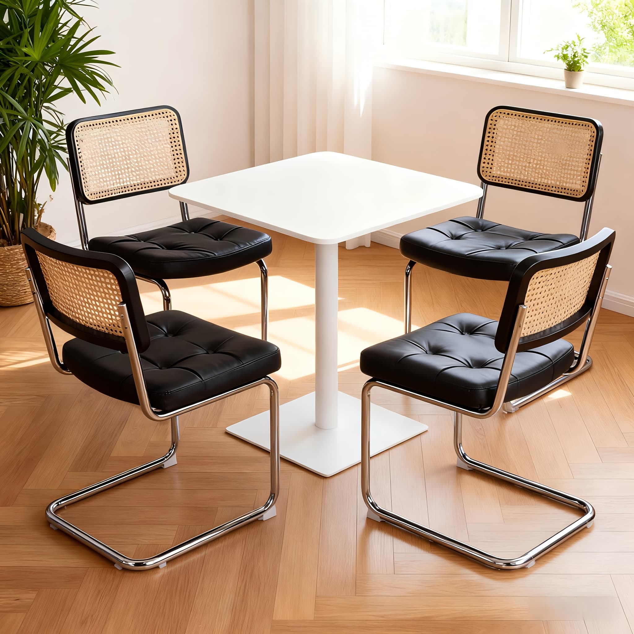 Esszimmerstuhl-Set mit 4 Stühlen aus Kunstleder