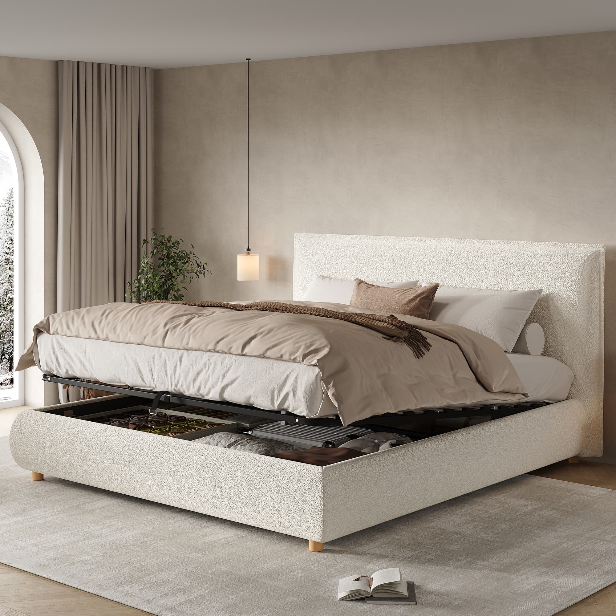 Gepolstertes Doppelbett 180x200 cm mit Stauraum und Lattenrost