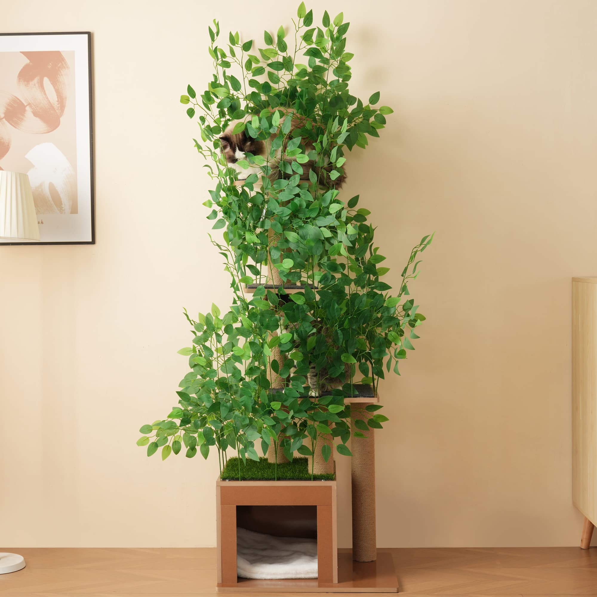 Árbol rascador para gatos 190 cm, cuatro plataformas