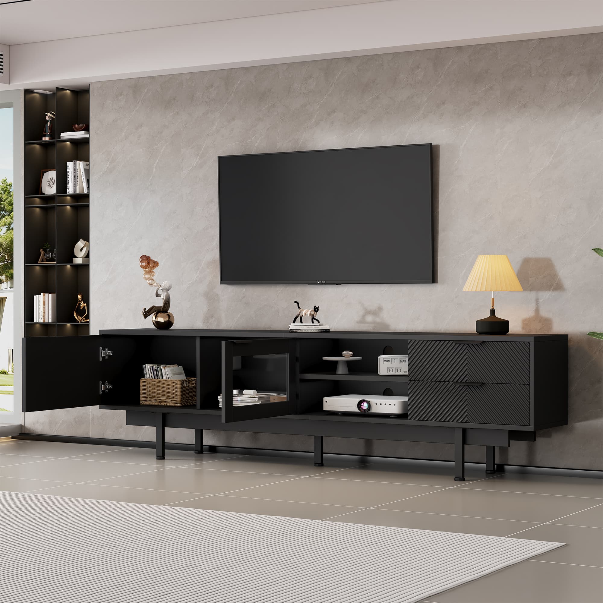 Mobile TV con due ante e due cassetti