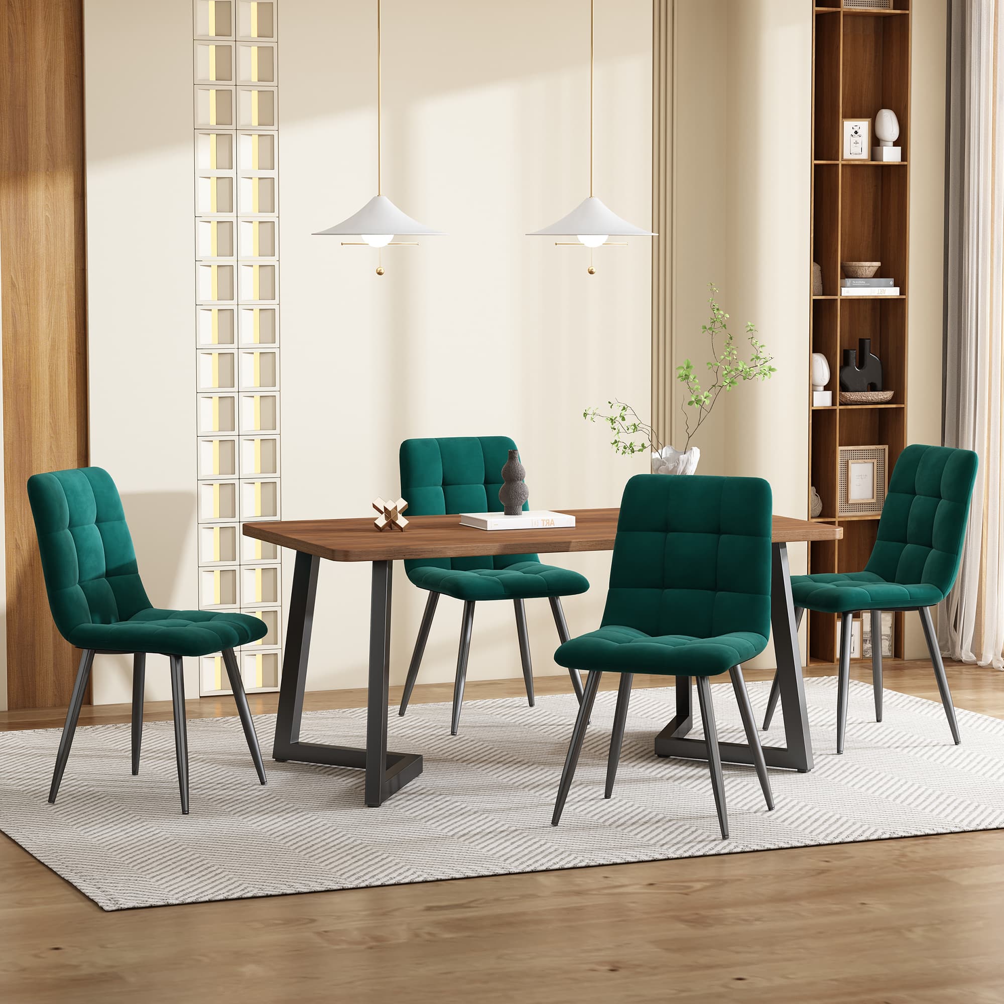 Esszimmerset mit Tisch und 4 Samtstühlen