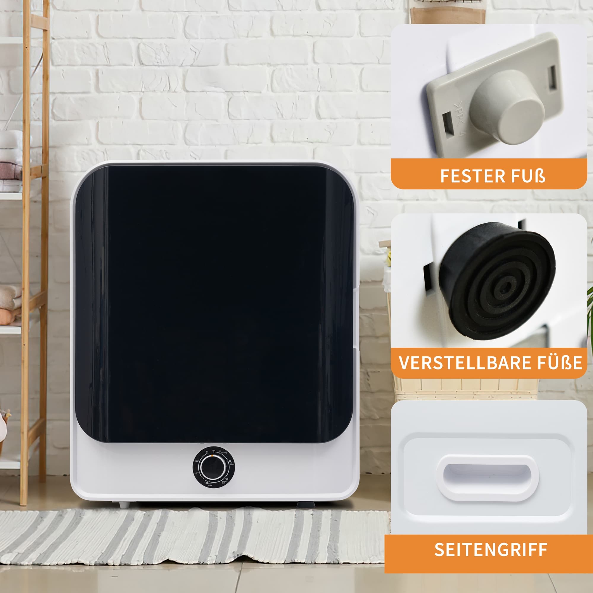 Sèche-linge mural à évacuation, tambour inox, 3 kg