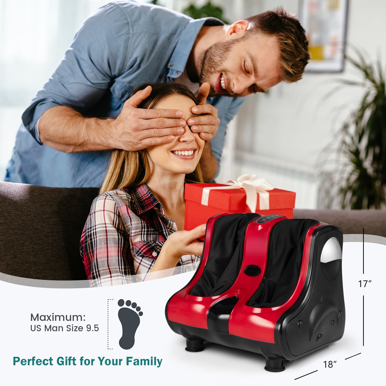 Luftdruck-Knet- und Heizfussmassagegerät mit elektrischer Massagefunktion