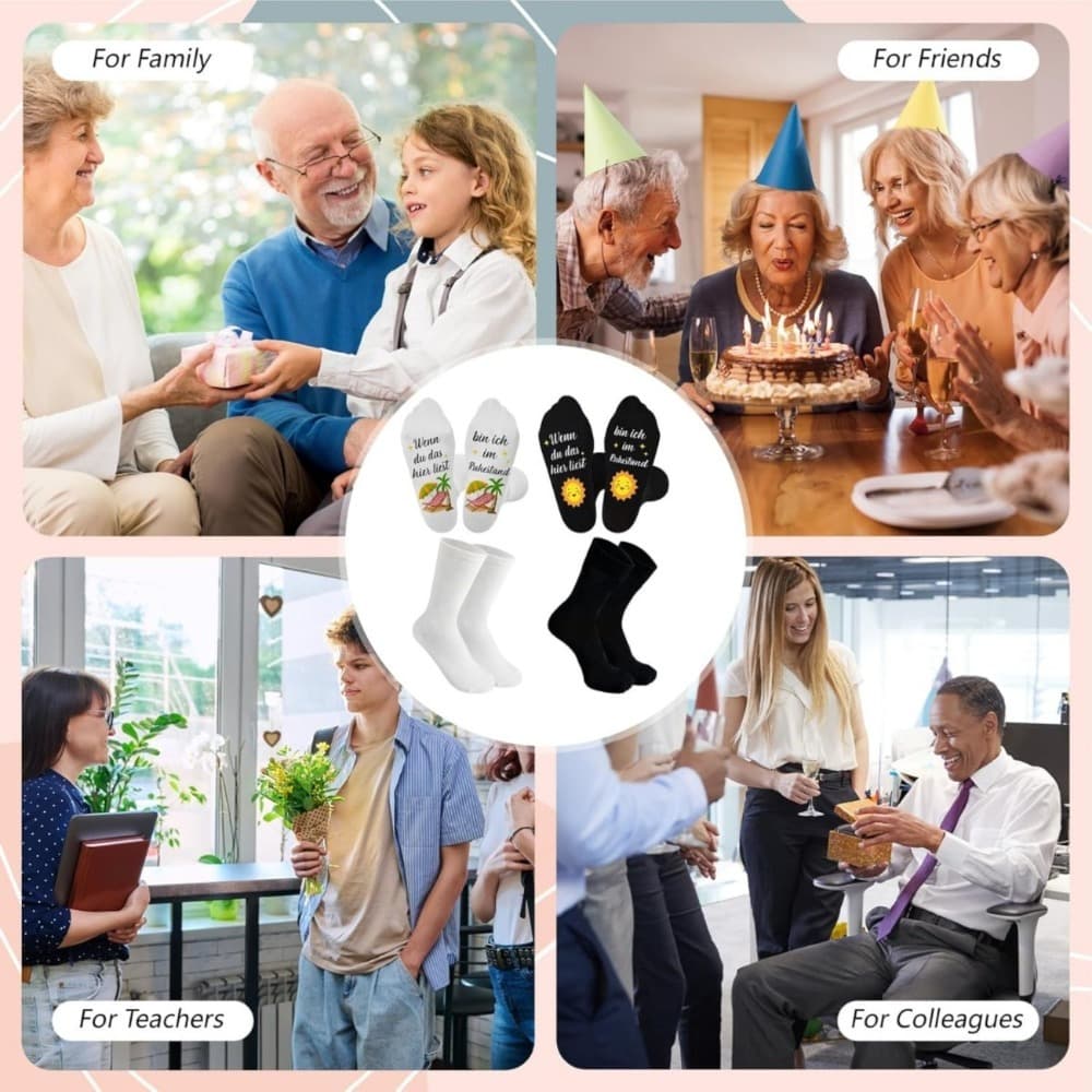 2° set di calzini per pensionati con slogan divertente, calzini di cotone confortevoli per uomini e nonni, regalo originale per la pensione per la festa e il nido di pensione