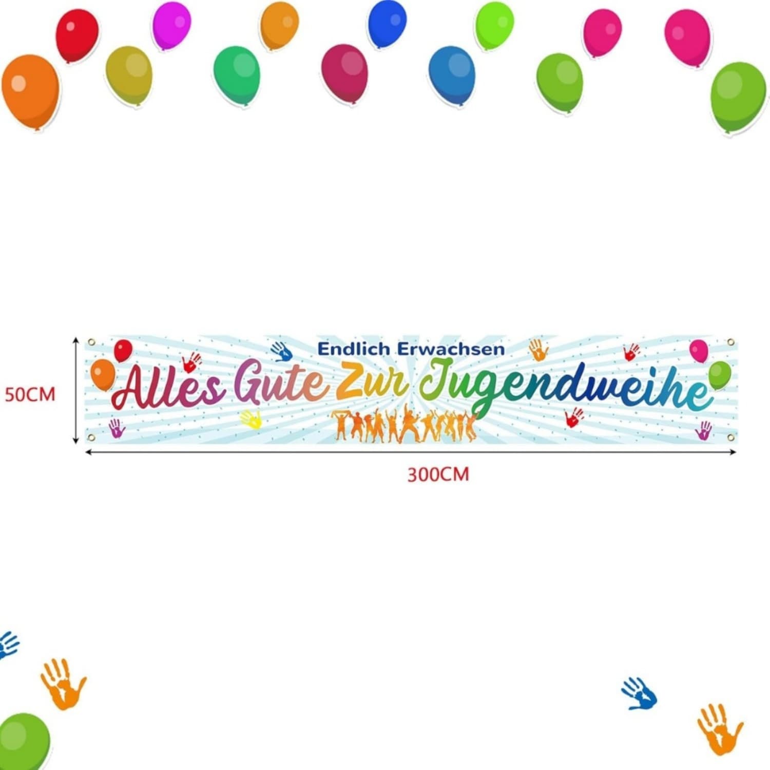 Jugendweihe Banner Endlich Erwachsen 300x50 cm