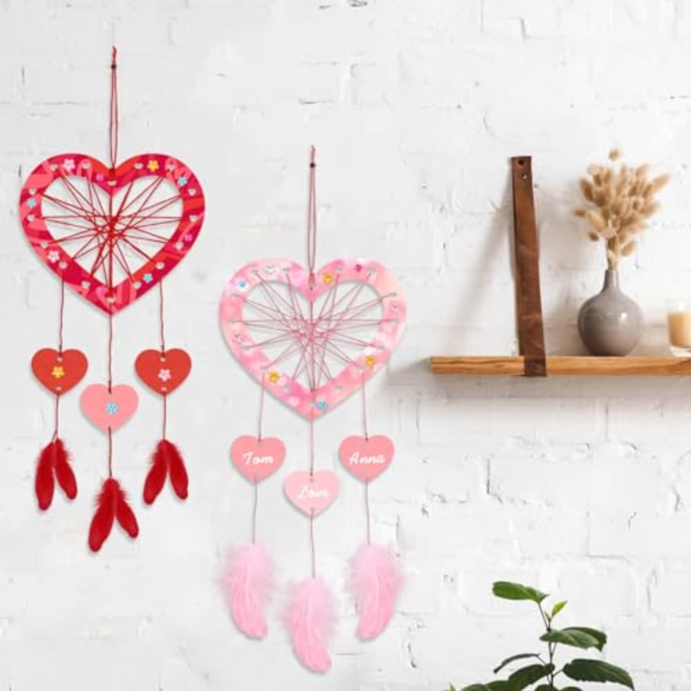 DIY-Set لصنع Herzdreamcatcher مع 6 مجموعات وبلورات زجاجية لاصقة - مجموعة من الحرف اليدوية الإبداعية للزينة المنزلية والهدايا