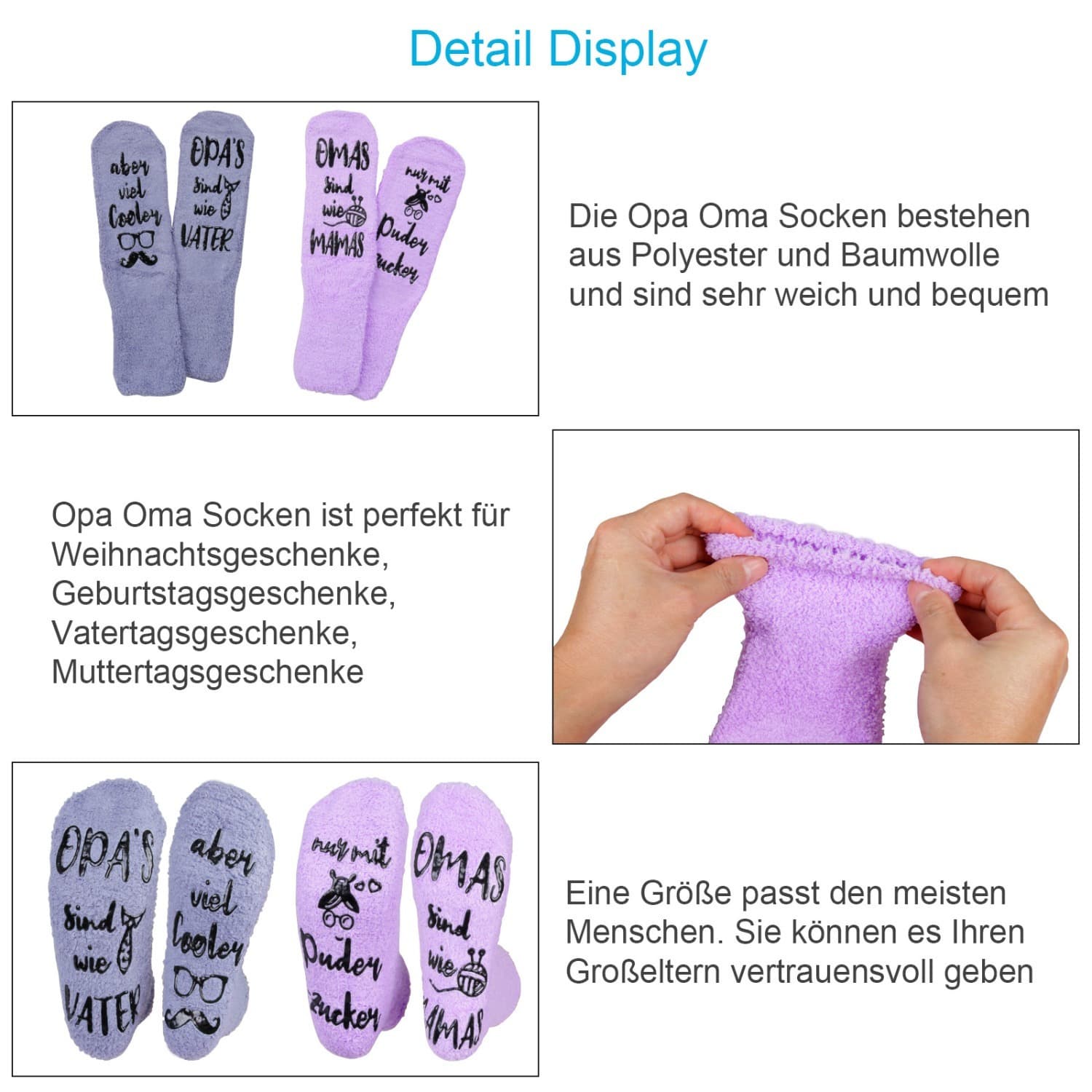Geschenk für Großeltern Socken-Set, 2 Paar Oma und Opa Socken