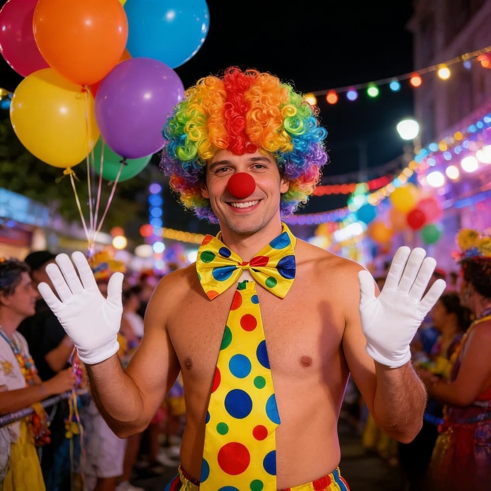Clown-Kostüm-Set mit Perücke und Krawatte