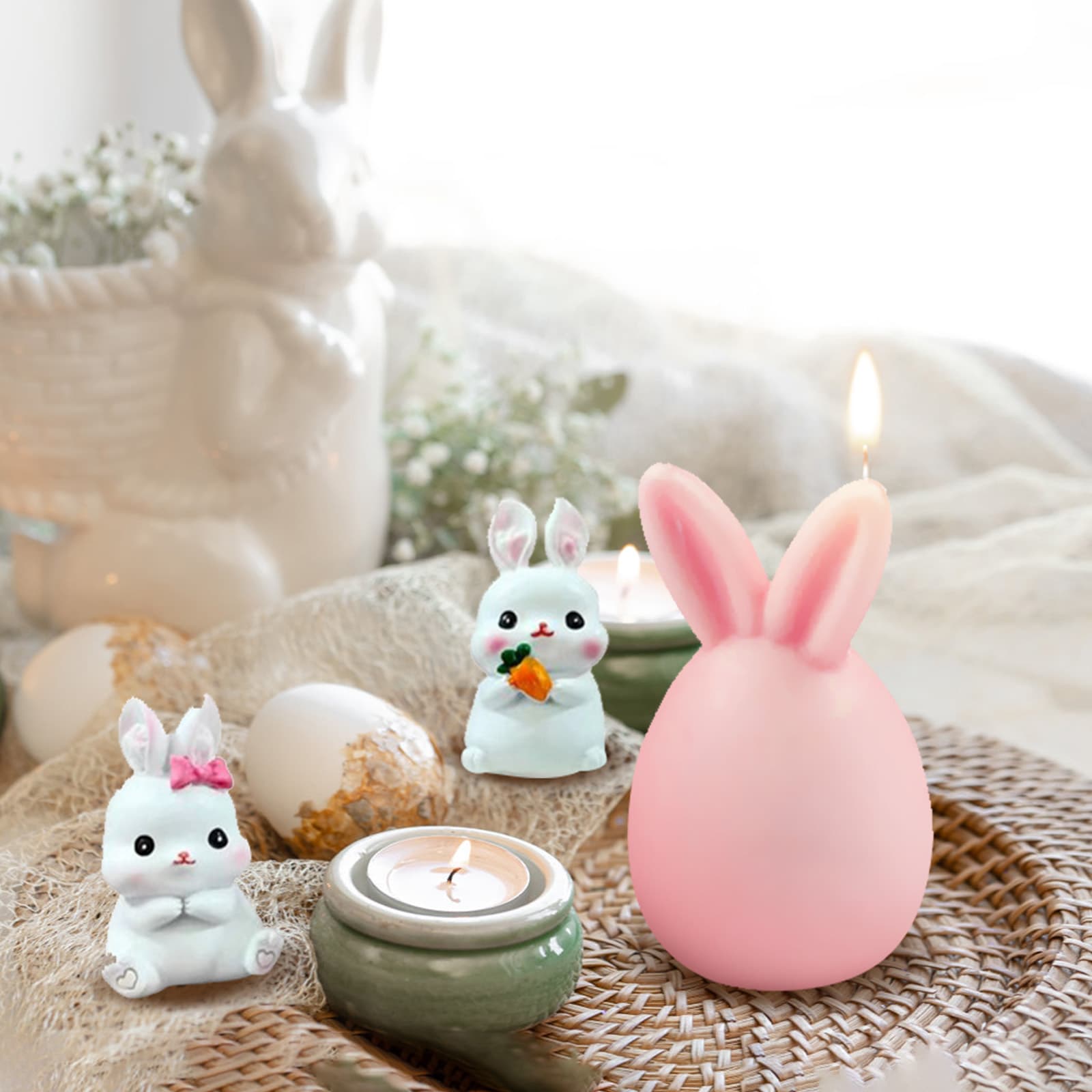4 Silicone Molds with Bunny Motif for Baking and Crafts