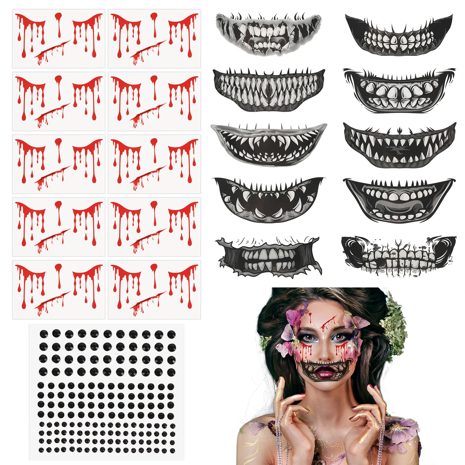 10er-Set Halloween-Sticker – Deko-Aufkleber für Karneval & Party
