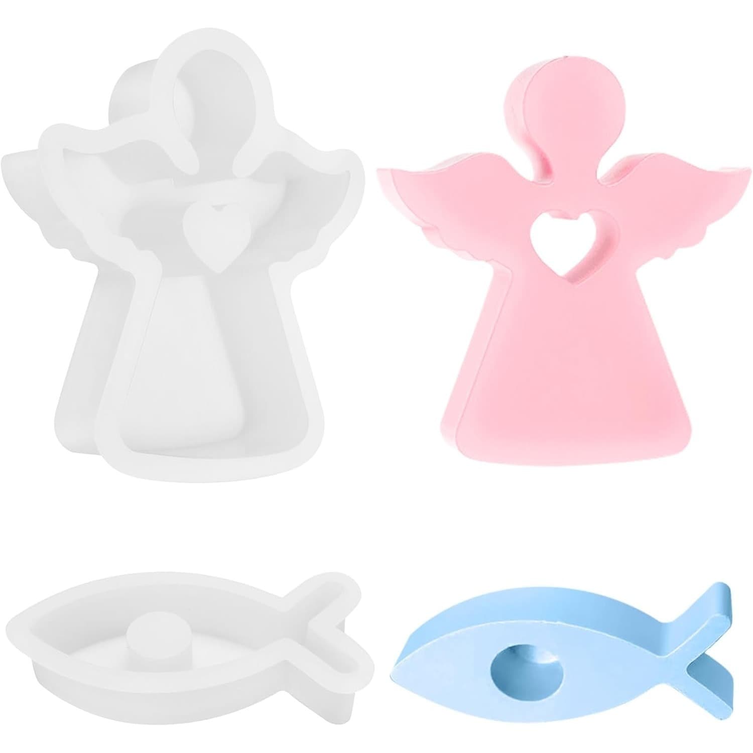 Moule silicone poisson et ange bougeoir