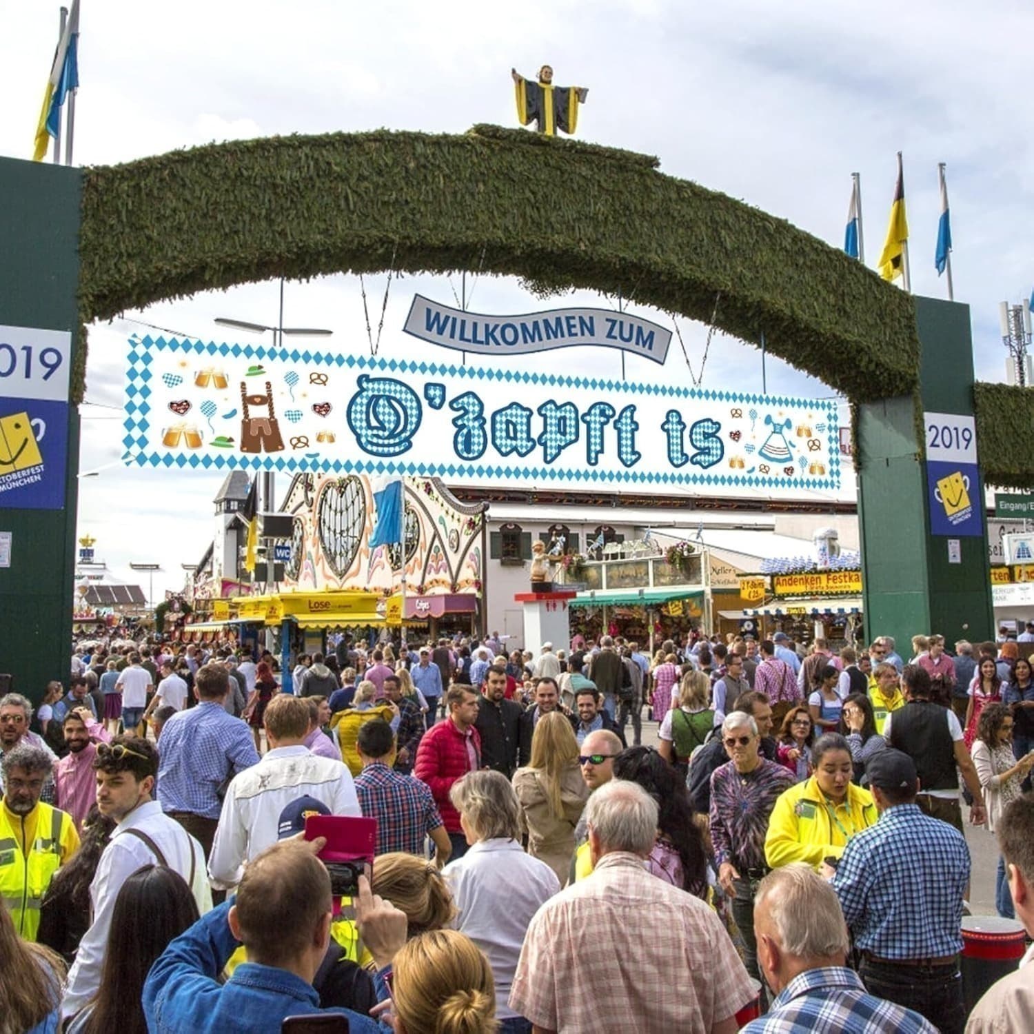Oktoberfest Banner Blau-Weiß Partydeko