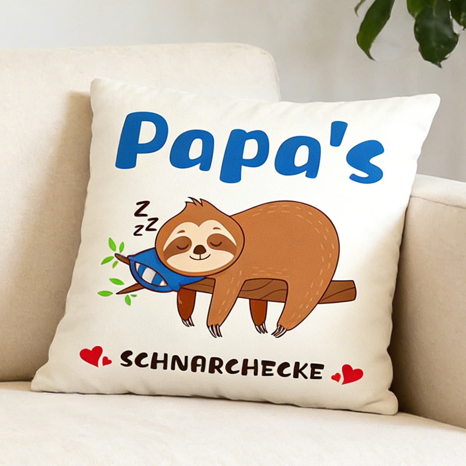 Funda de almohada Papa con motivo de perezoso