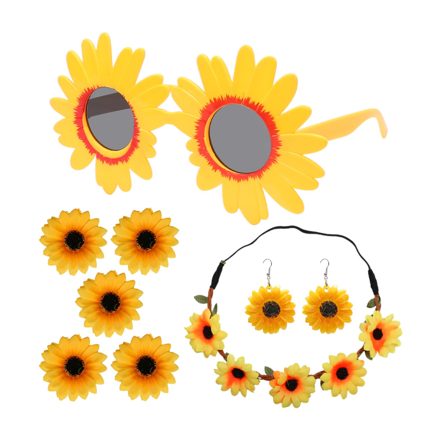 Sonnenblumen-Set: Haar- & Schmuckaccessoires für fröhliche Feste