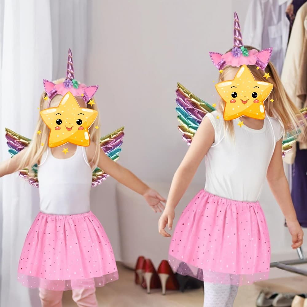 Kostümzubehör-Set Haarreif Flügel Kleid Pink Lila