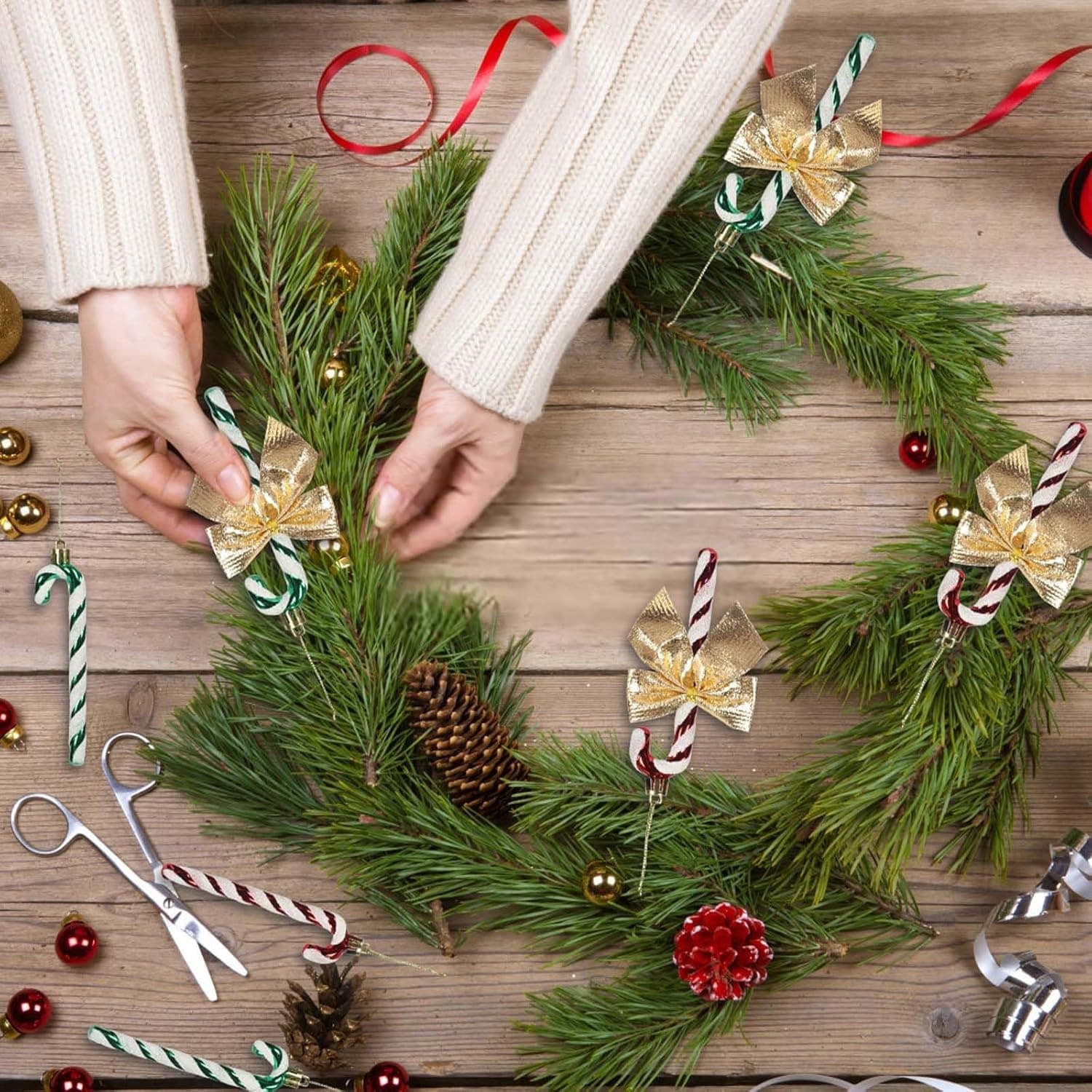 24-teiliges Set Weihnachtsbaum-Anhänger Zuckerstangen