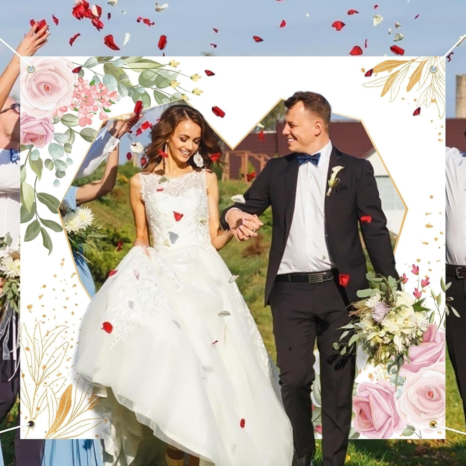Hochzeitshintergrund mit Herzumriss, 200 x 180 cm