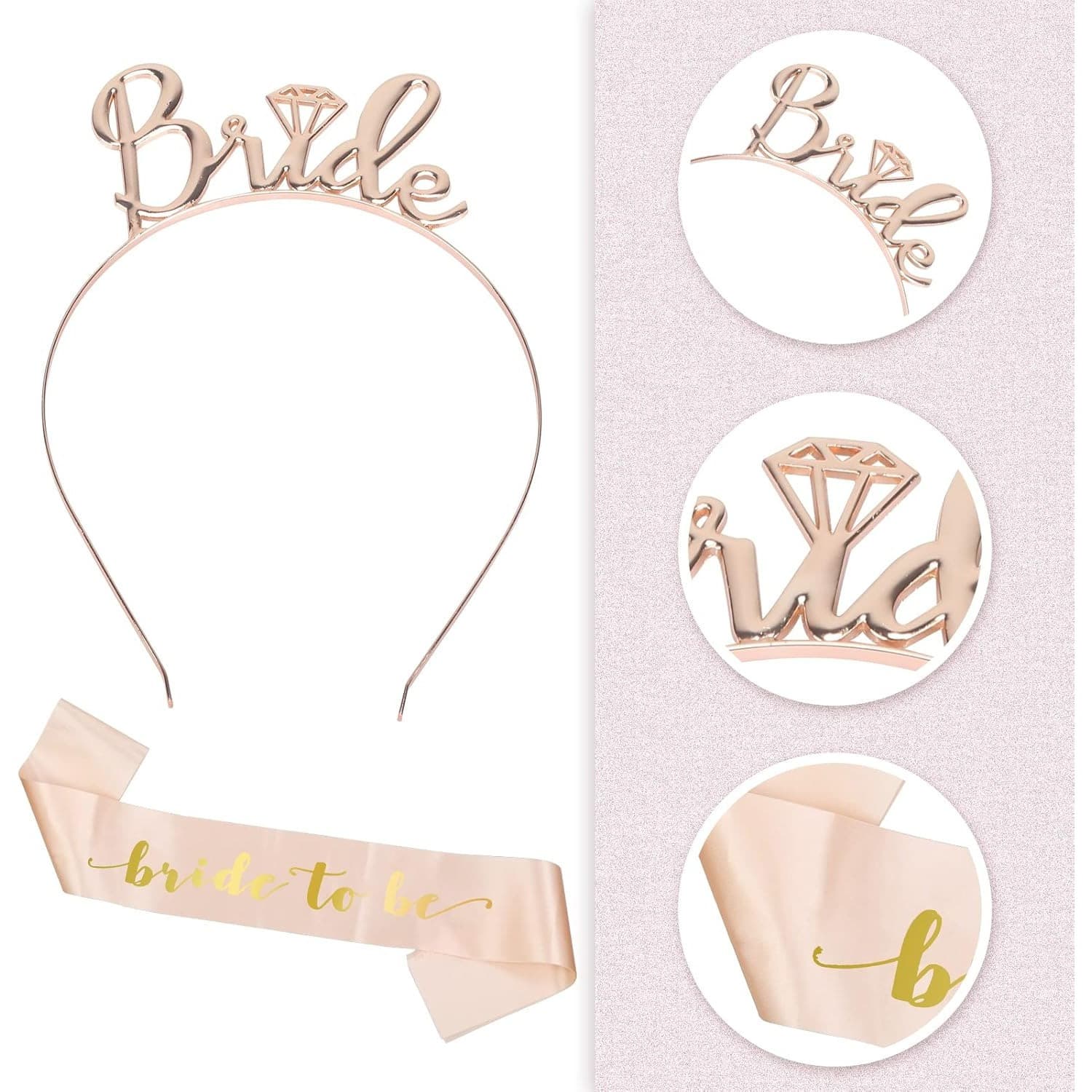 4-teiliges Bride-to-Be Party-Set mit Banner in Roségold