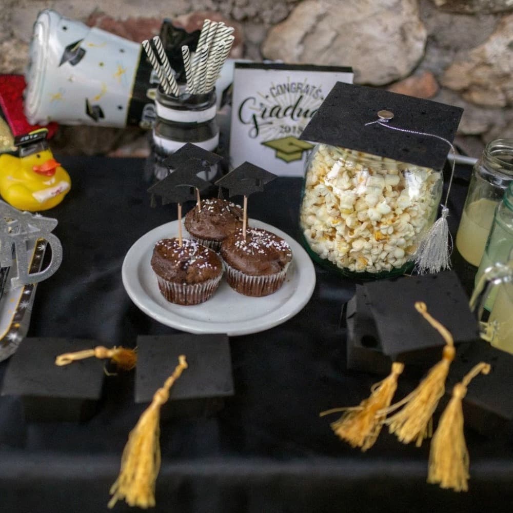 Abschlusshut-Geschenkboxen, 30 Stück, Gold-Schwarz
