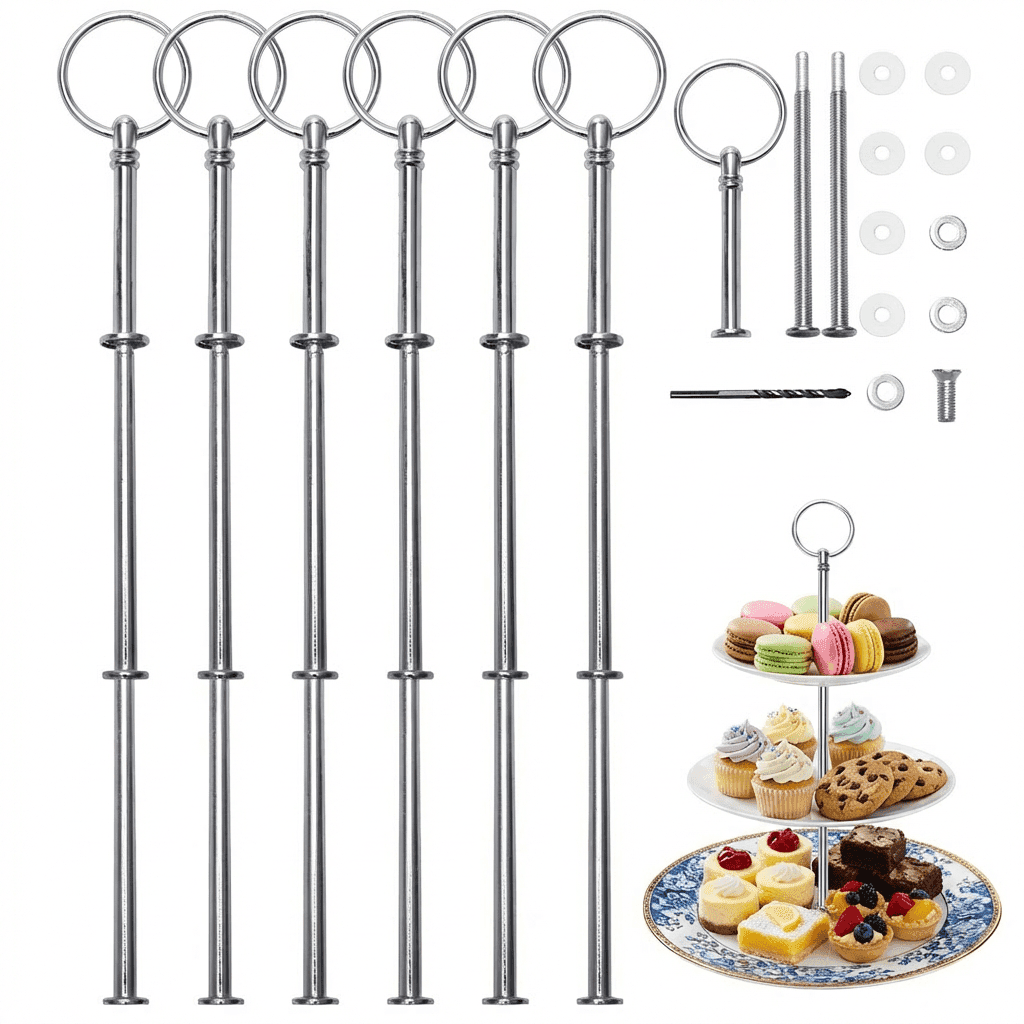 6-Piece Cake Stand and Rod Set for Cakes and Pastries