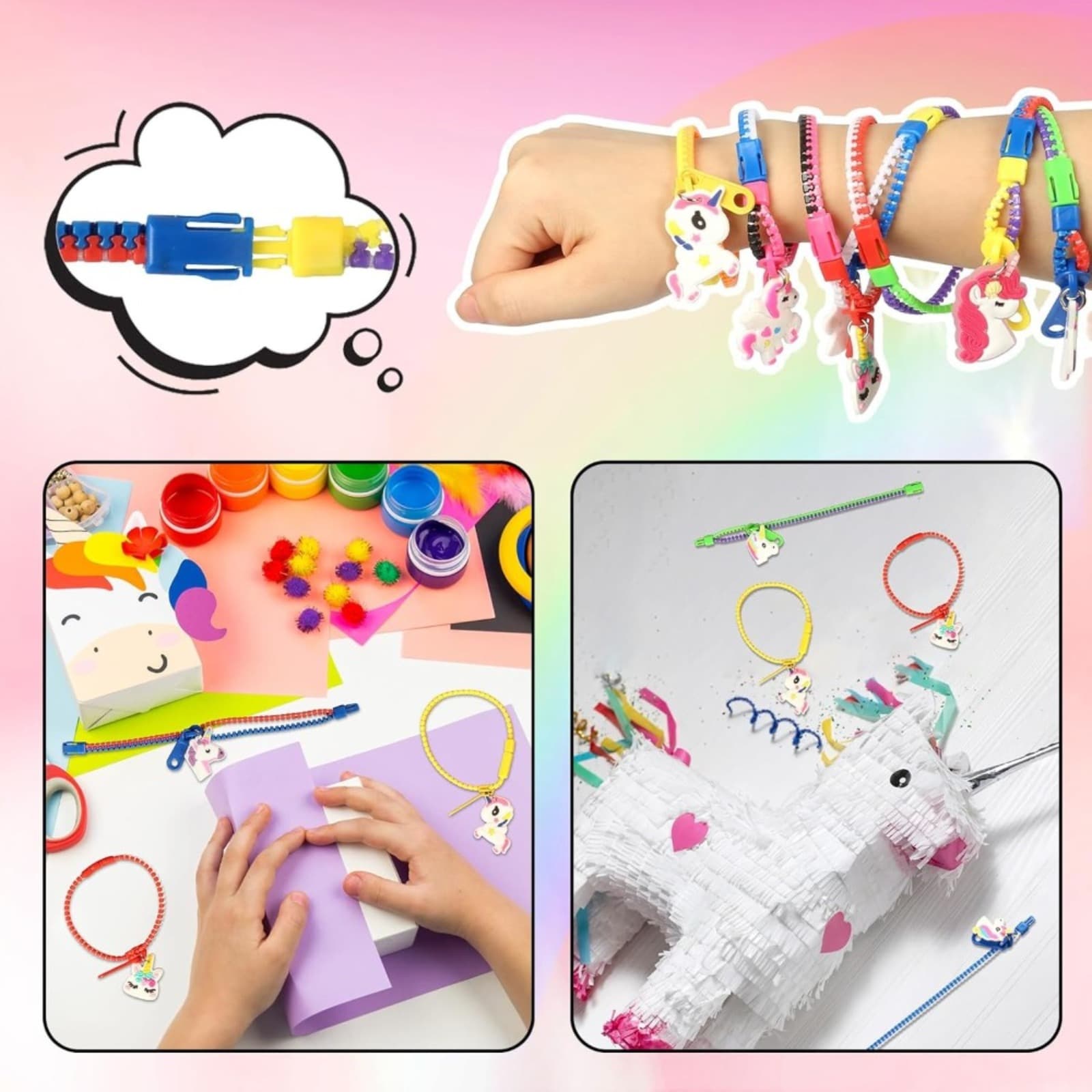 28-teiliges Party-Armband-Set mit Reißverschluss und Einhorn-Motiven