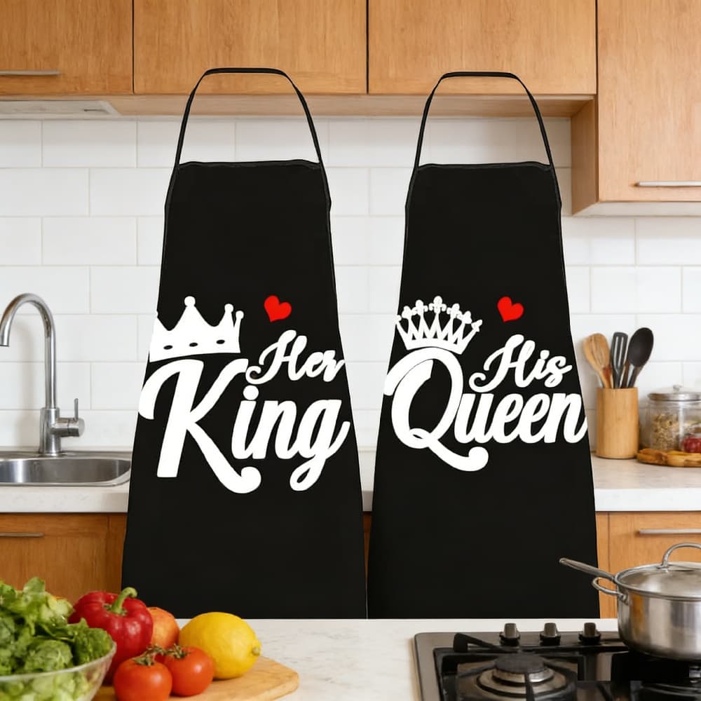 2-Piece Partner Kitchen Apron Set for Couples