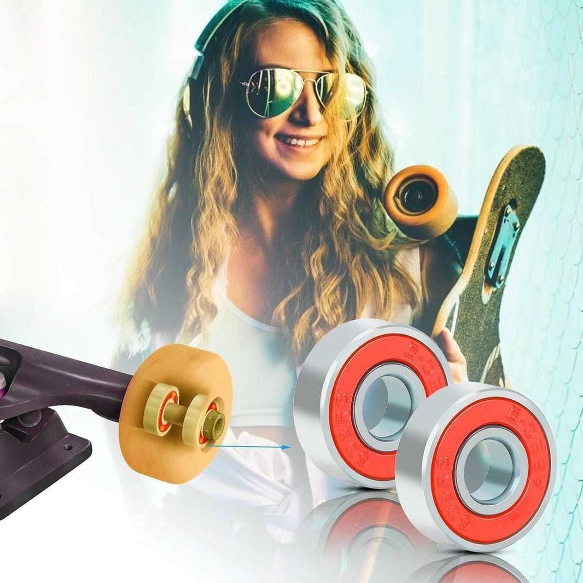 Skateboard-Lager, 10-teiliges Set in Schwarz, Blau und Rot für Räder und hochleistungsfähige Sportausrüstung - Party-Accessoires-Set