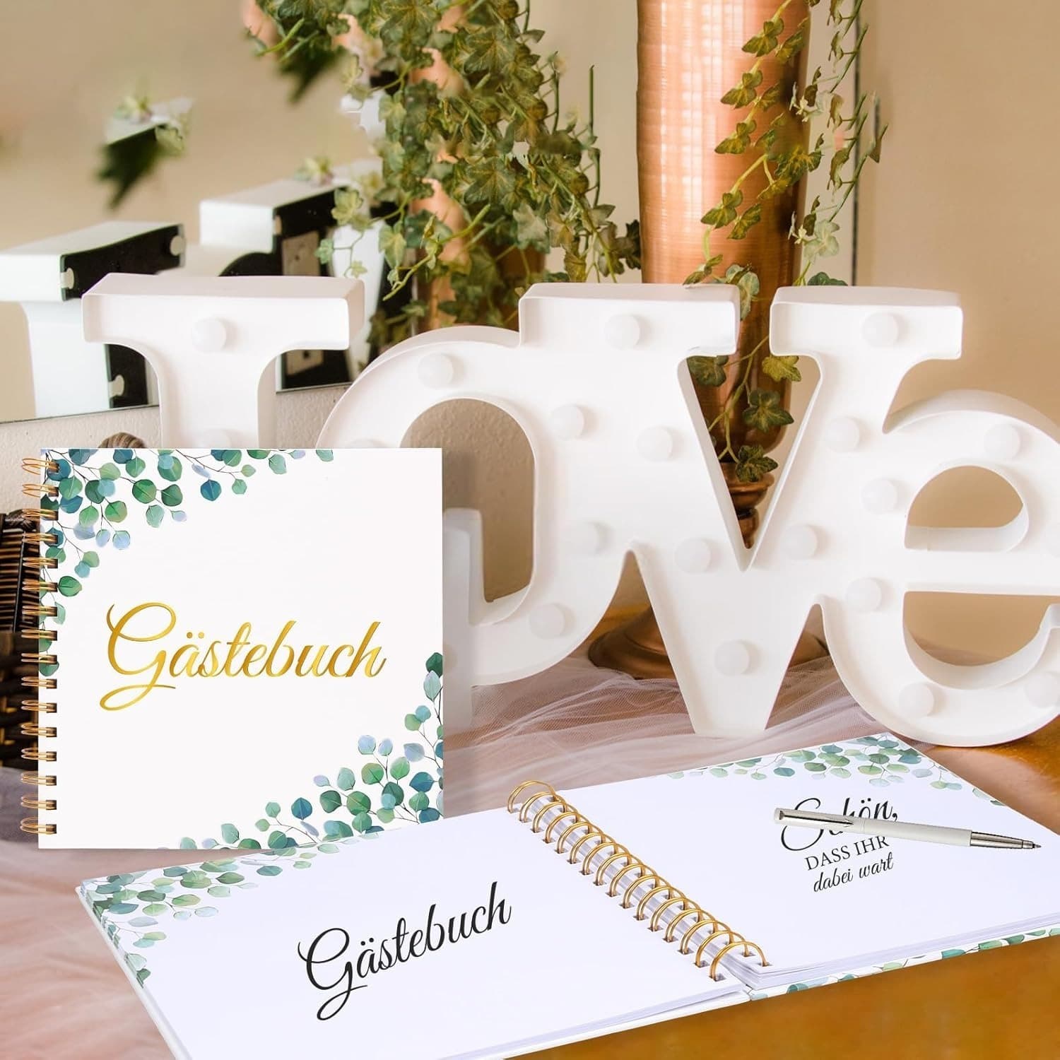 Gästebuch mit Eukalyptus-Design für Feiern