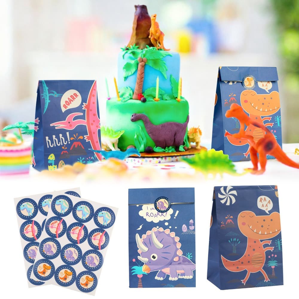 Dino Geschenktüten Set mit 24 Papierbeuteln