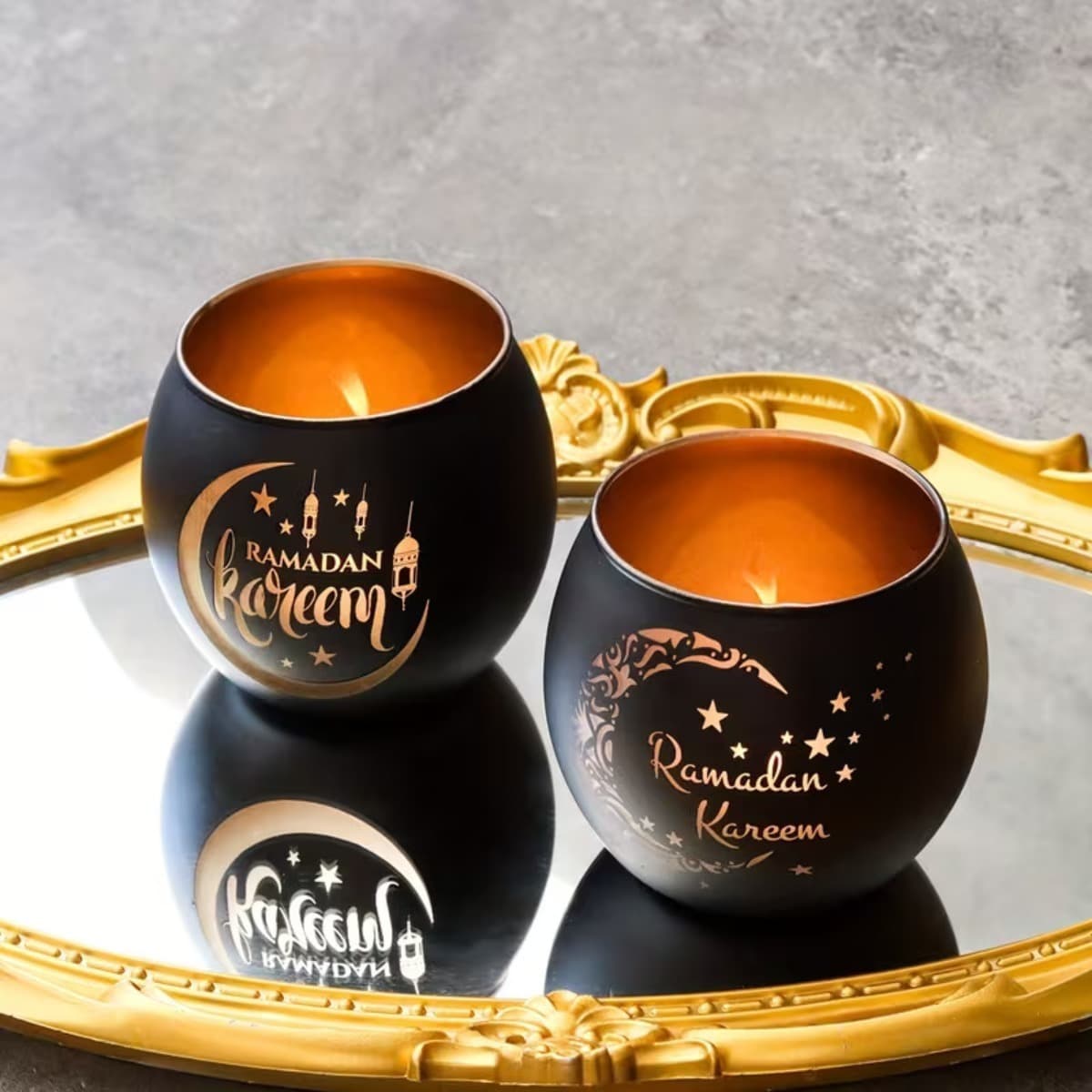 4er-Set Glas-Kerzenhalter festliche Tischdeko