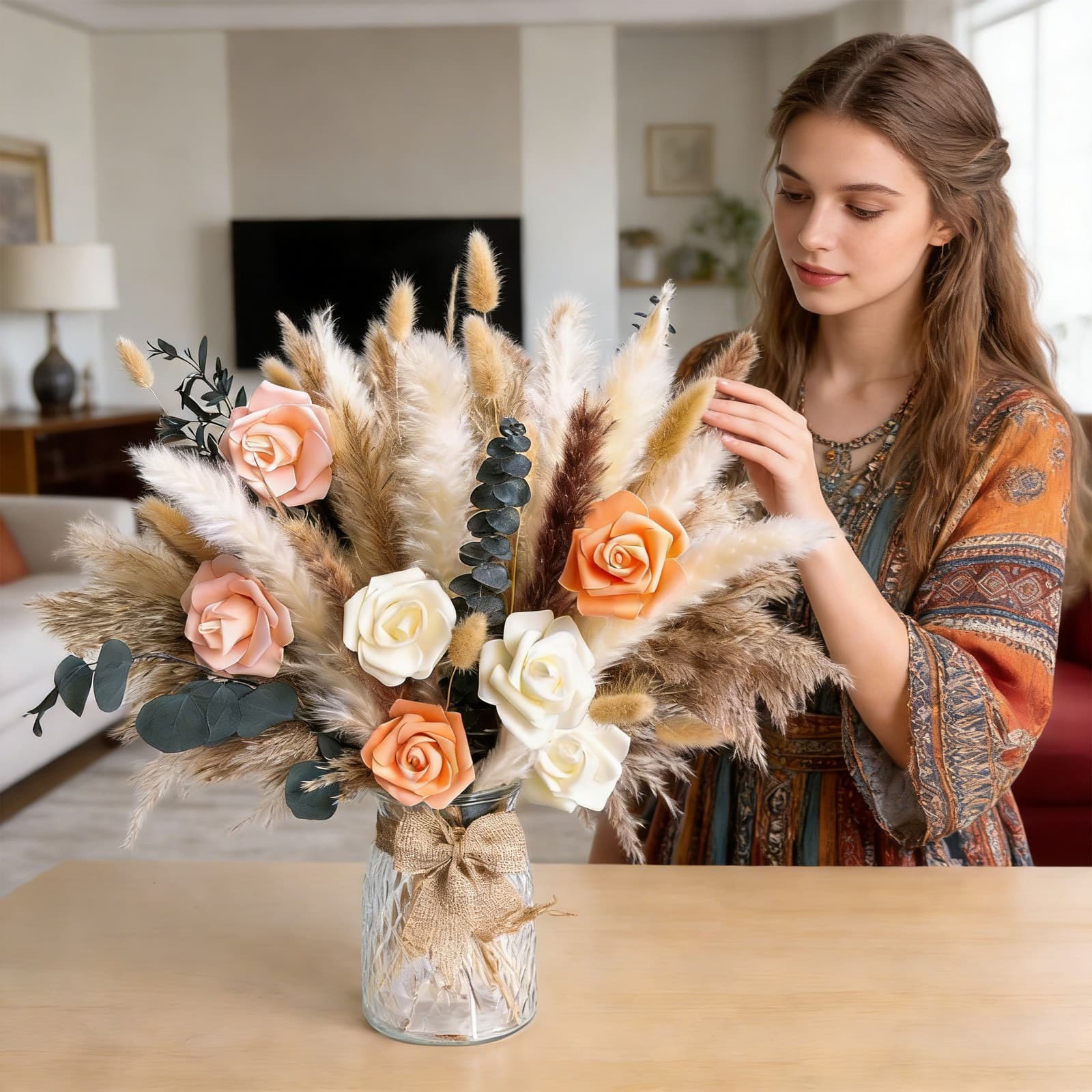 Trockenblumenstrauß-Set mit 84 Teilen für Deko