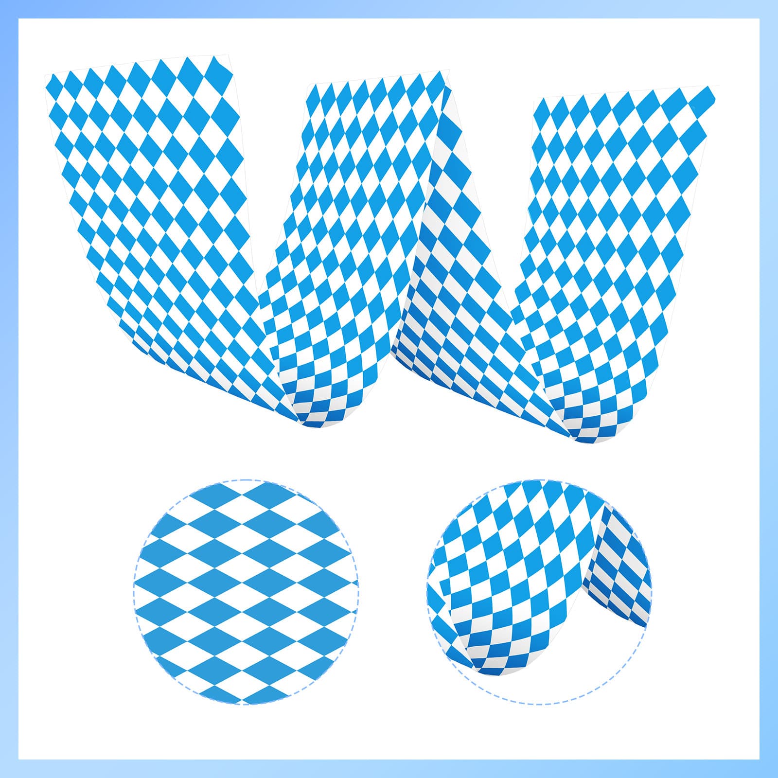 Blau-weiße Polyester-Deckenbehänge für Oktoberfest-Deko