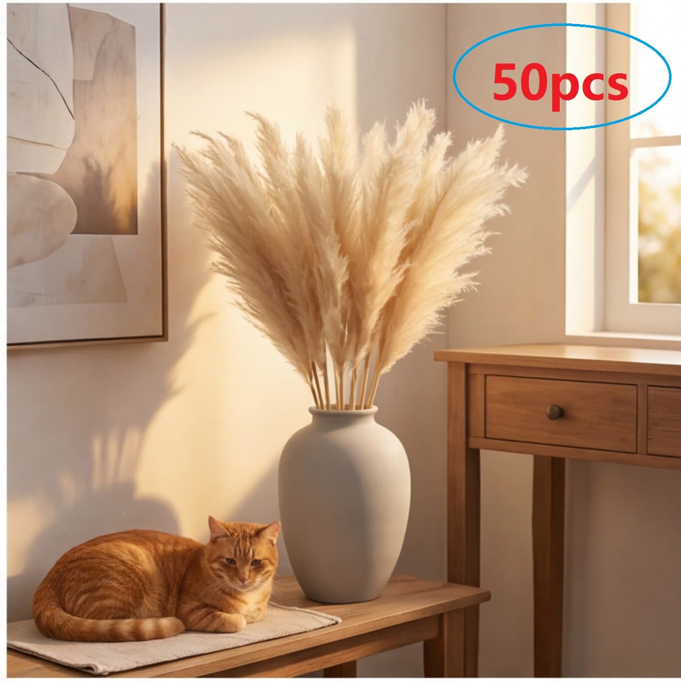 50 Stück Beiges Pampasgras 55 cm
