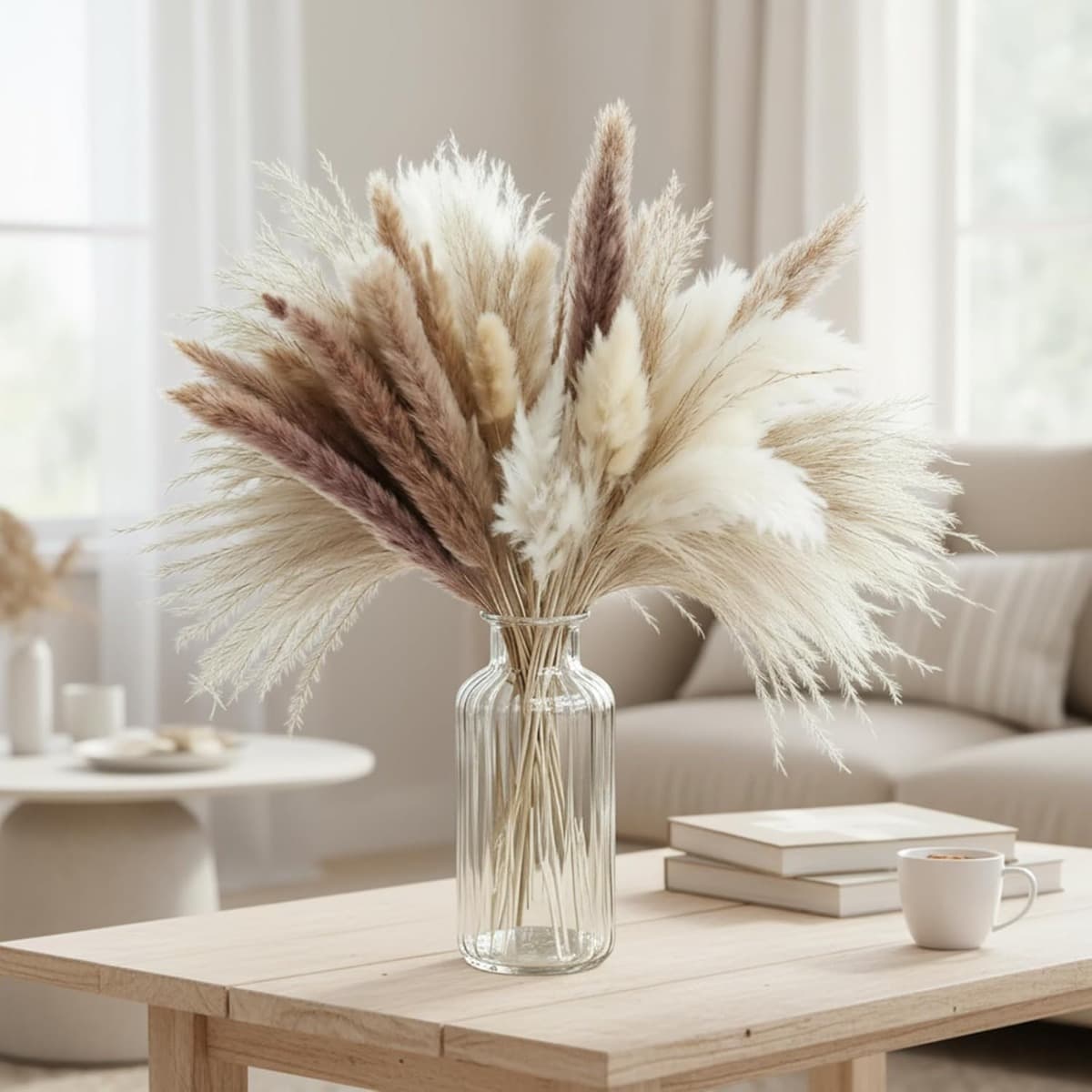 150-teiliges natürliches Deko-Bouquet mit Pampasgras und Ziergräsern