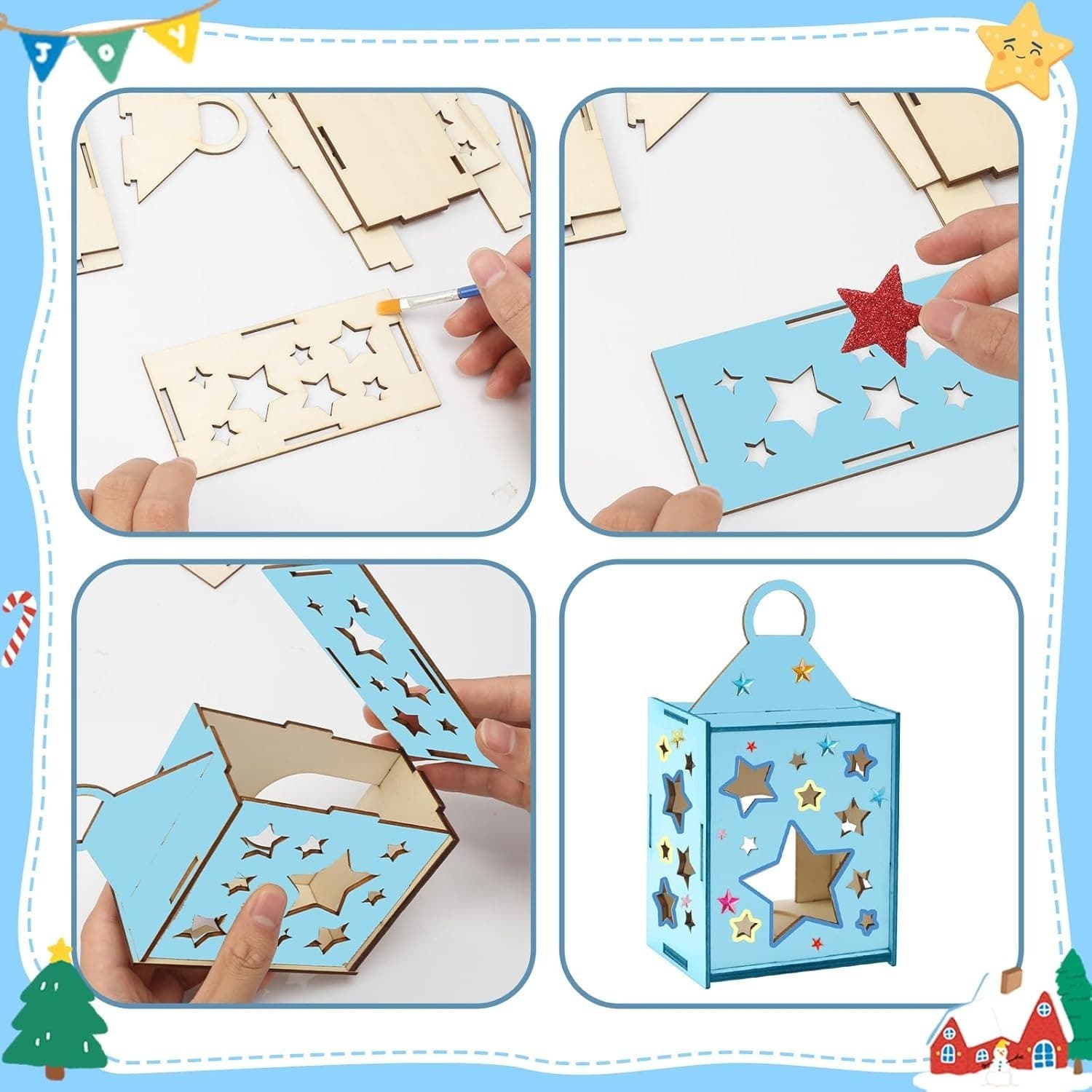 Star-Shaped Wooden Lantern Craft Kit, 3 Pieces