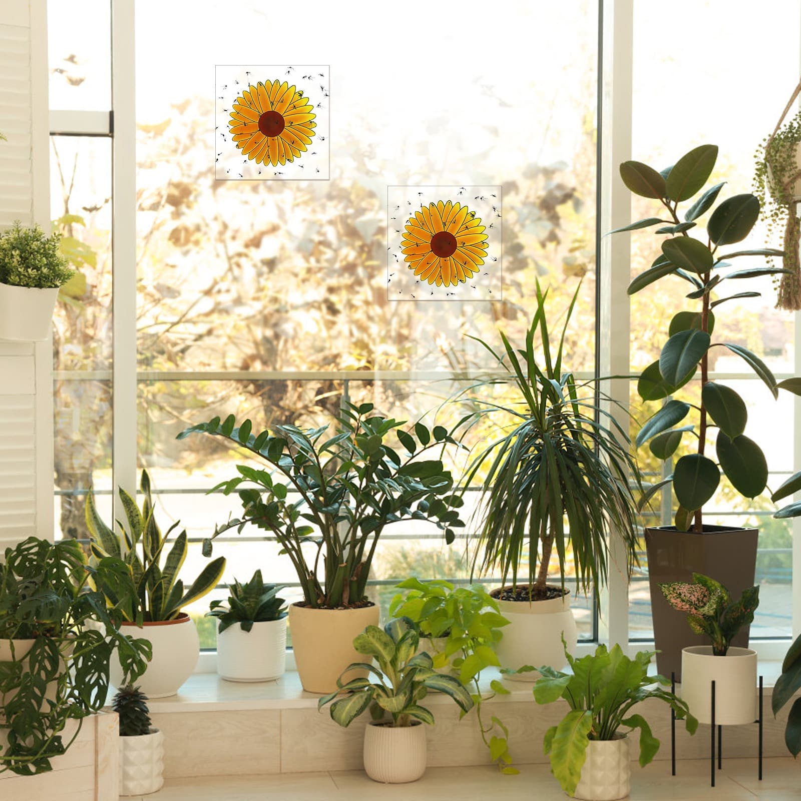 50 selbstklebende Fenstersticker Sonnenblumen
