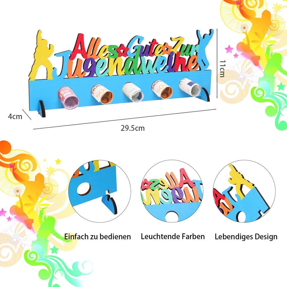 Colorful Wooden Jugendweihe Card with Congratulations Text