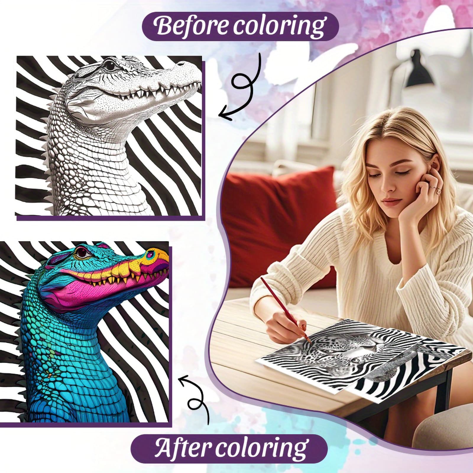 Kit de coloriage pour adultes avec motifs animaliers