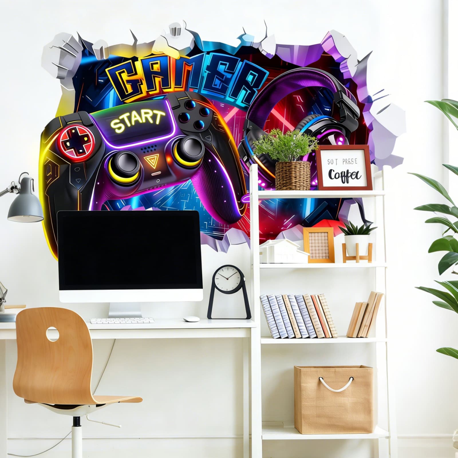 Wandaufkleber-Set mit 2 Gamer-Motiven, selbstklebend