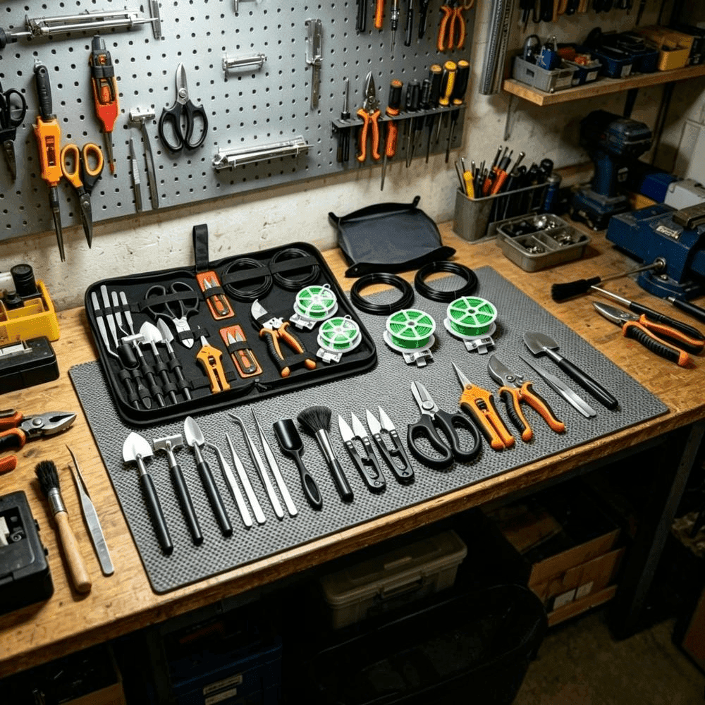 Kit da 20 pezzi per bonsai con forbici, pinzette e rastrelli