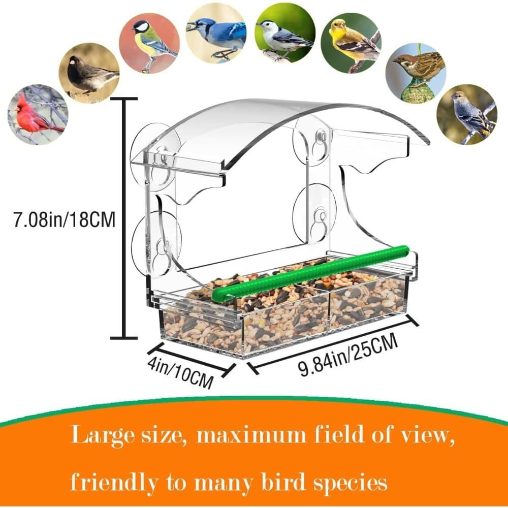 Comedero para pájaros de acrílico transparente para jardín