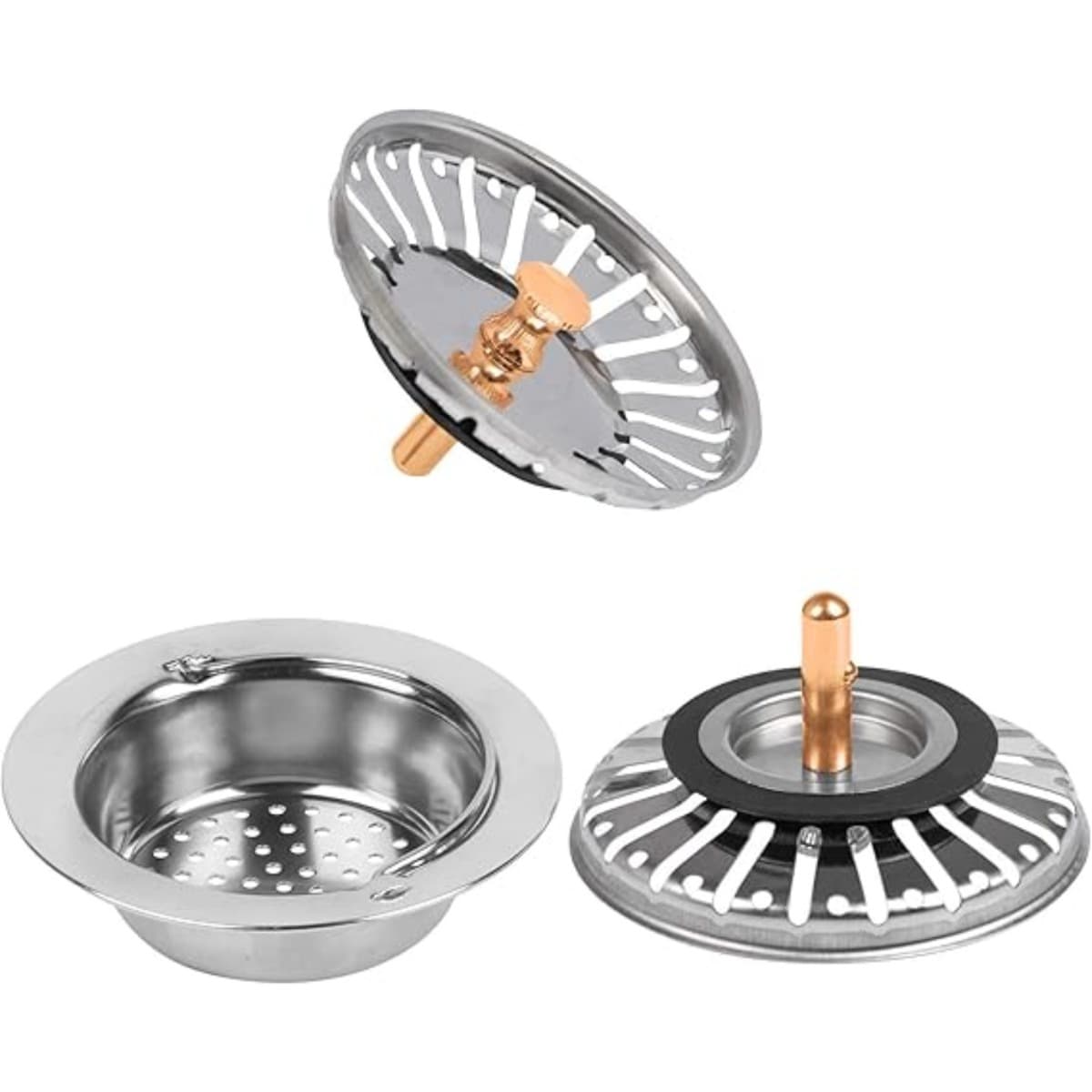 3-Piece Set: 2 Stainless Steel Strainer Plugs + 1 Drain Sieve
