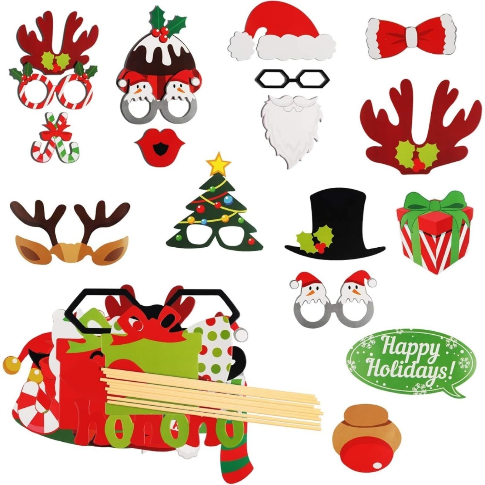 49-teiliges Weihnachts-Fotoparty-Set mit Deko und Zubehör