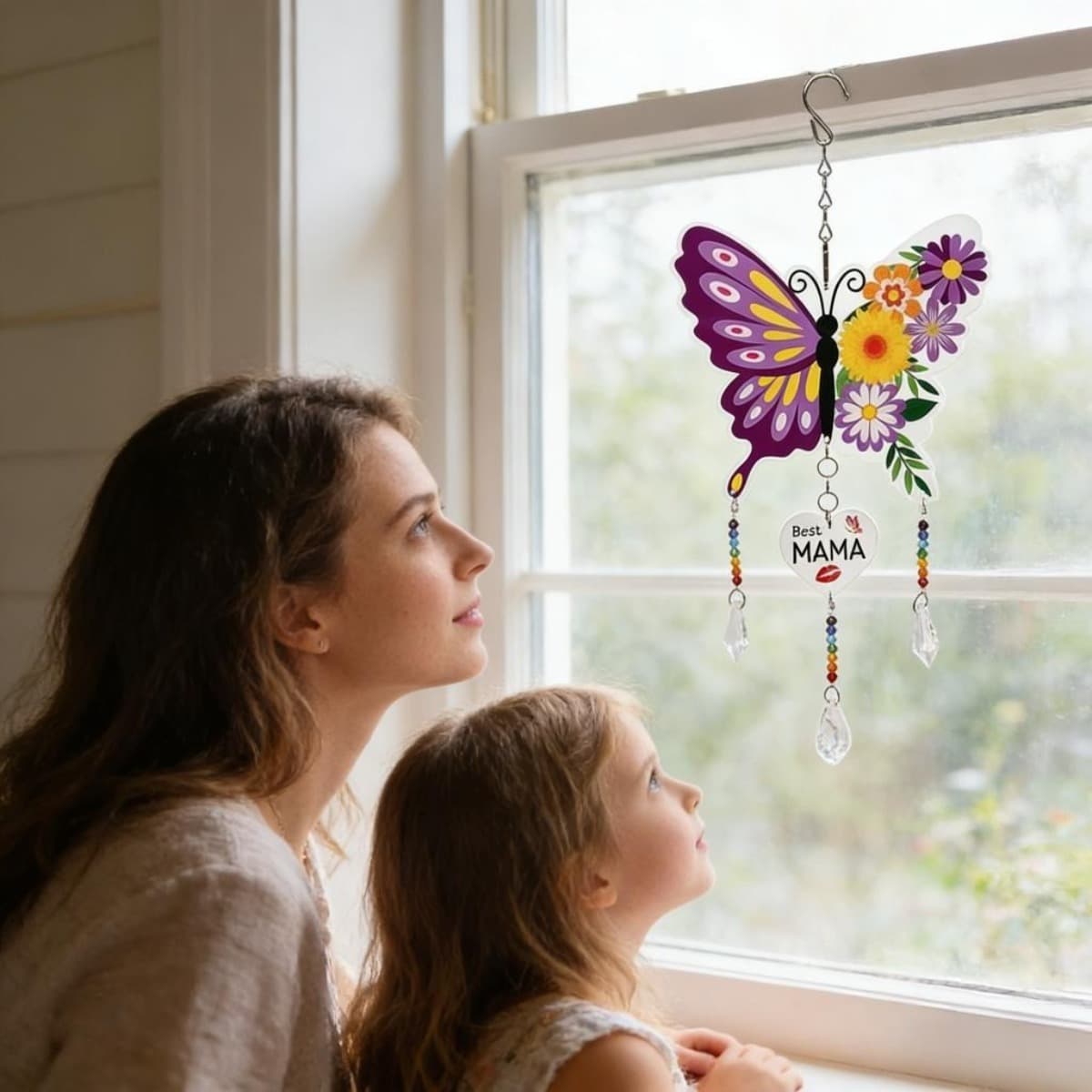 Muttertagsgeschenk Set mit 2 Acryl-Anhängern Schmetterling und Sonne