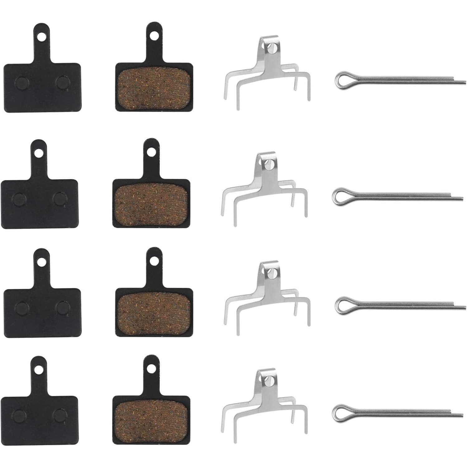 4 pares de pastillas de freno bici metal, negro