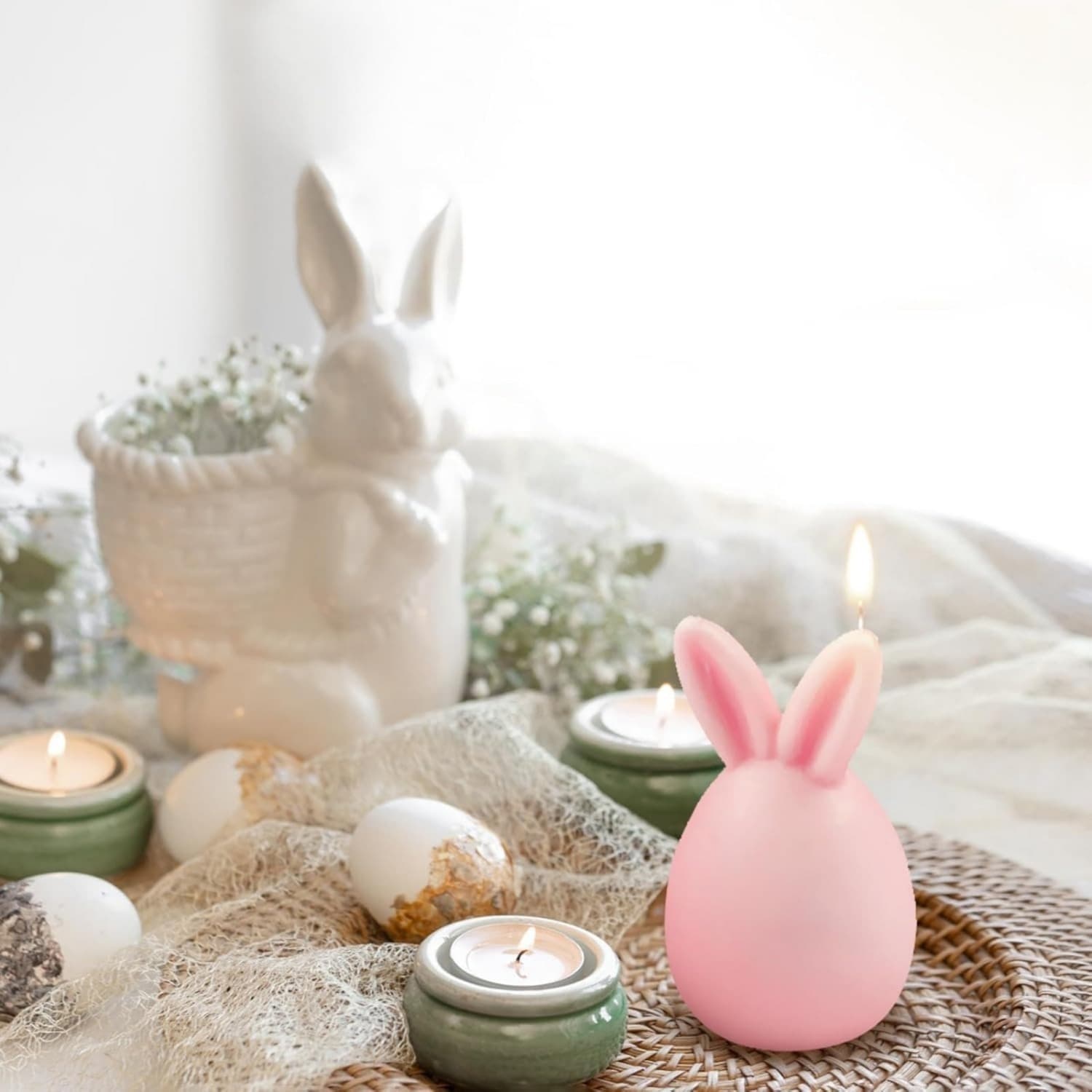 Moule silicone lapin Pâques x2 bougies et savon
