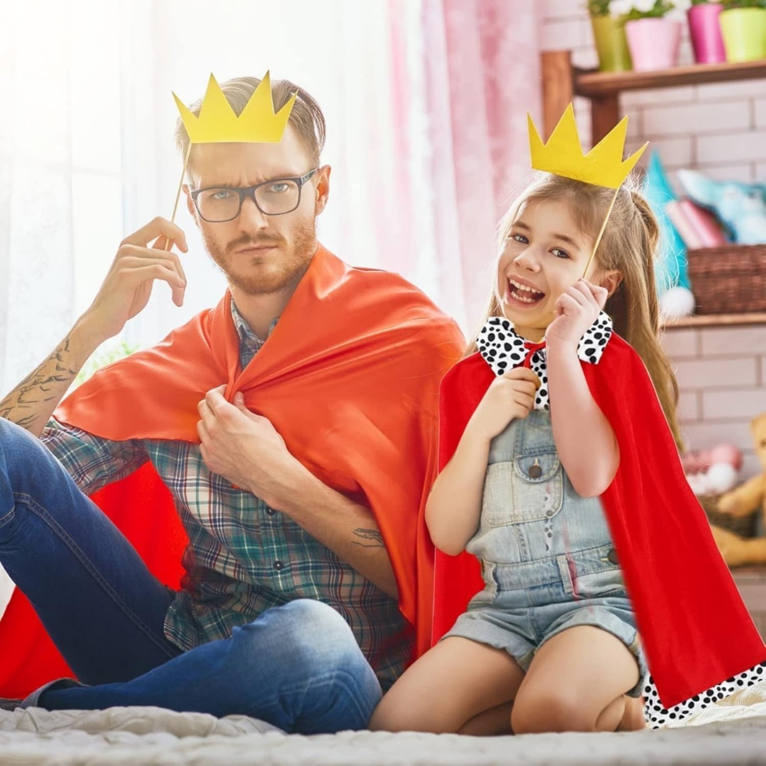 طقم عباءتين ملكيتين مع تاج للكرنفال