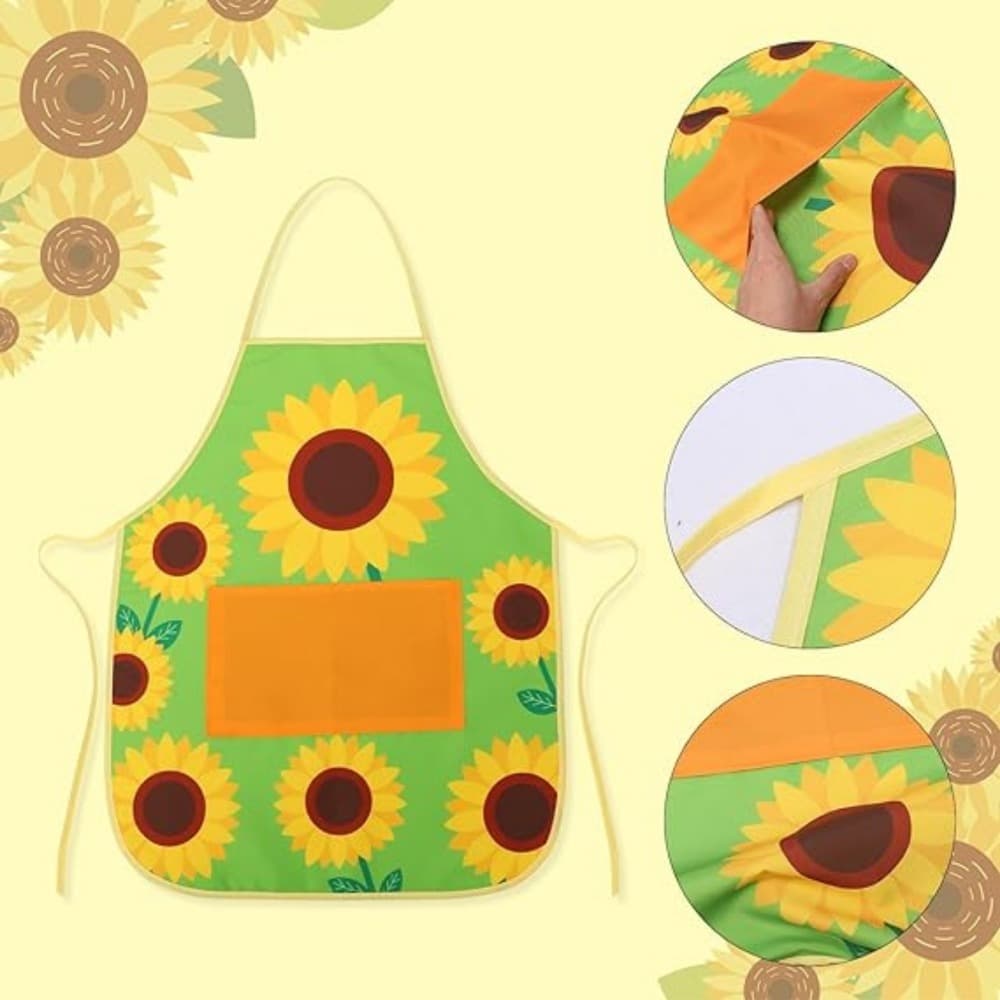 Grembiule verde con girasoli e tasca