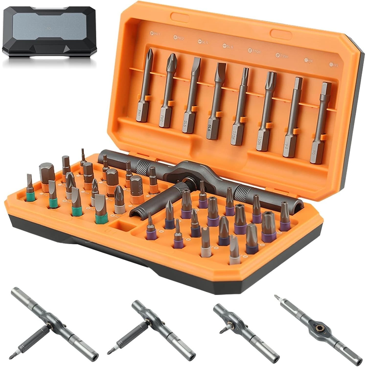 42-teiliges Schraubendreher-Bit-Set mit Ratsche in Orange