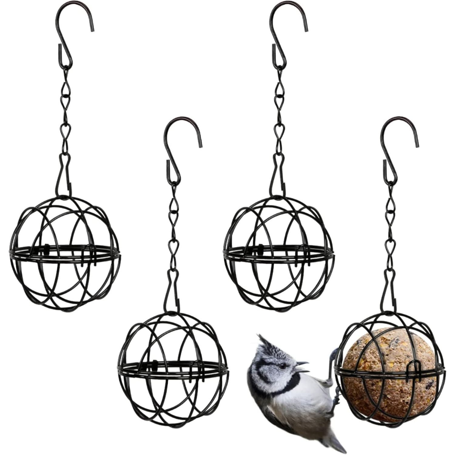 4 Meisenknödelhalter aus Metall mit S-Haken, Set